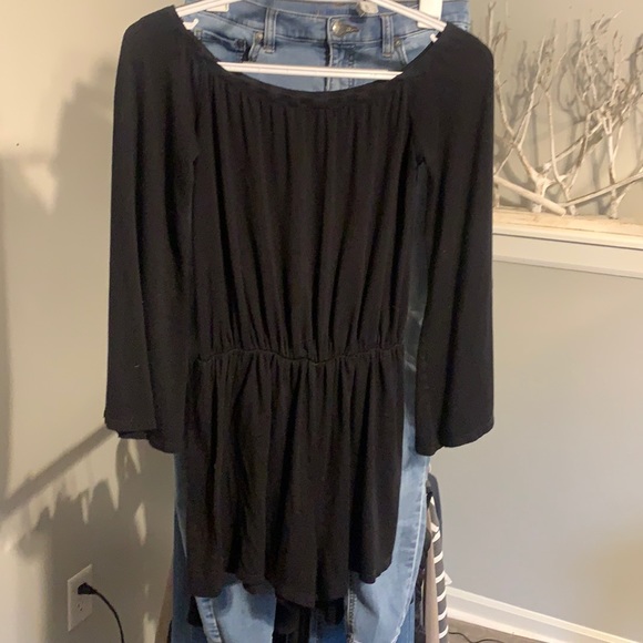 NYTT black off-the-shoulder Black shorts romper S - Picture 1 of 5